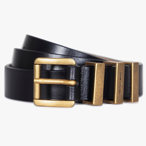 Michael Kors Womens 1 Inch Black Leather Belt with Gold Buckle. NWOT main image 5